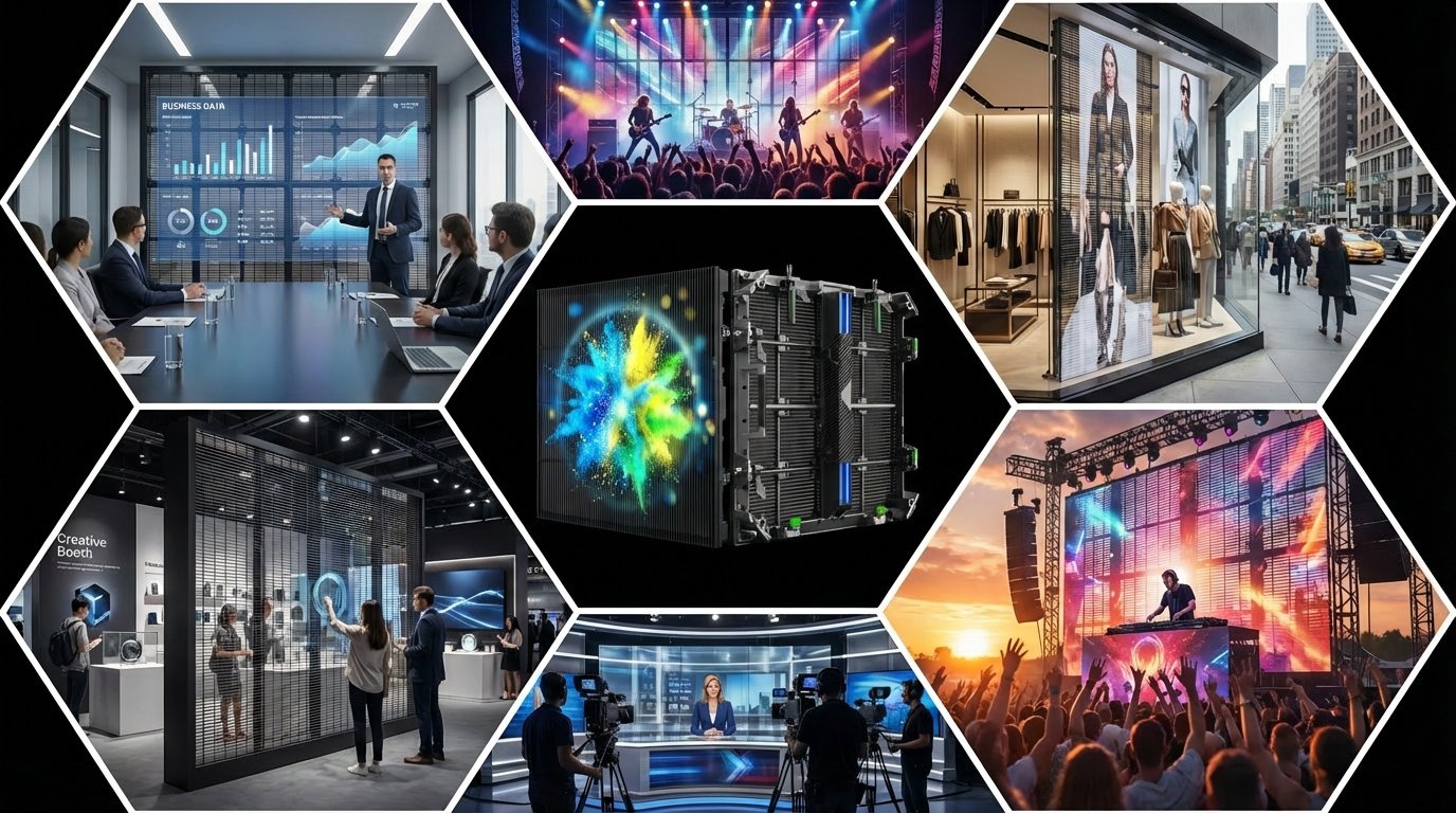 Transparent Rental LED Screen 500x500mm - 50% See-Through Stage Display IP40/IP65 Application scenarios