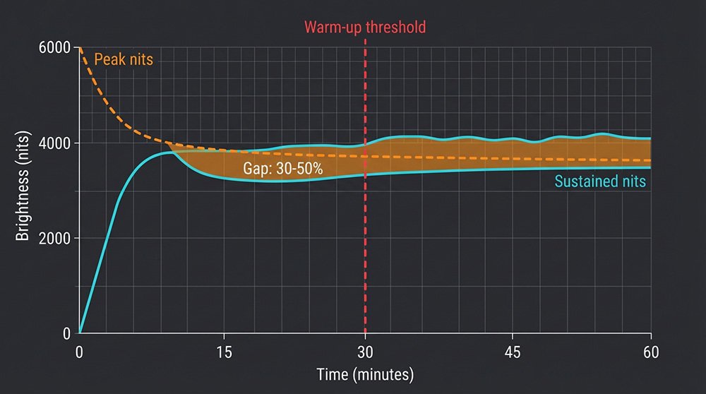 Infographic 4 Peak vs Sustained Brightness Time Curve