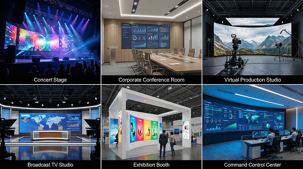 XRC COB Rental LED Display 500×500mm | P1.9 P2.6 IP54 10000:1 Application scenarios