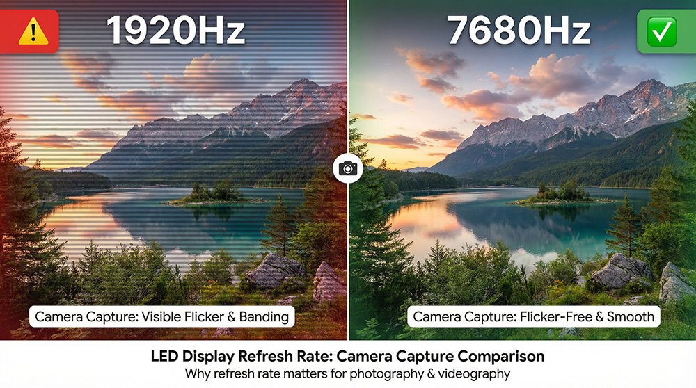 Comparison of Camera Capture Effects at Different LED Refresh Rates Comparison of Camera Capture Effects at Different LED Refresh Rates