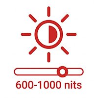 600–1,000 nits Brightness 